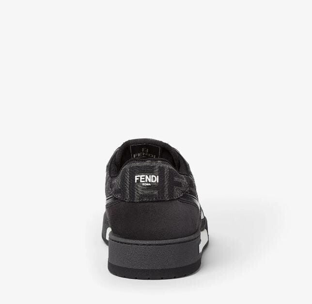 Fendi Match Sneakers Black FF Jacquard Grey Suede Size EU43, UK9, US10, AUS9